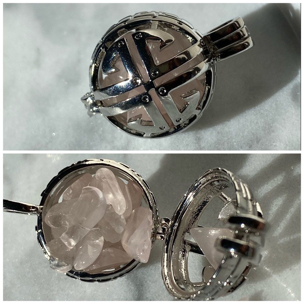 Medallion Pendant: Rose Quartz Cage